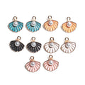 1.2cm 1.5cm Mini Pearl Shell Charms With Hole Colorful Enamel Zinc Alloy Scallop Pendants Ornaments for DIY Earrings Bracelet