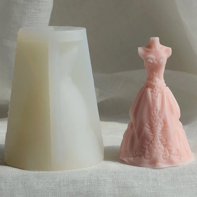 Fashion Personalized Wedding Dress Wax Mold Valentine's Day Gift Eco-Friendly Geometric Shape 3D Anti-Pull Custom Logo Candle