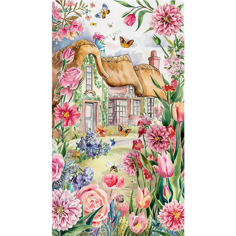 New 40X70cm Elegant Customized Diamond Paintings Square Drills Pink Flower Diamond Painting Resin AB Beads Fairy  Drills