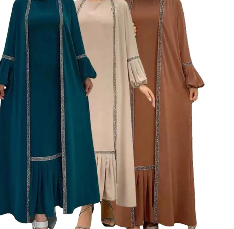 2023 Wholesale New Design Hot Oem Islamische Kleidung Shakwar New Plain Bead Sheet With 2 Sets Abaya