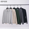 New Design Solid Autumn Turn-down Collar Loose Terry 340gsm Cotton Light Thin Drop Shoulder Blank Sweatshirt