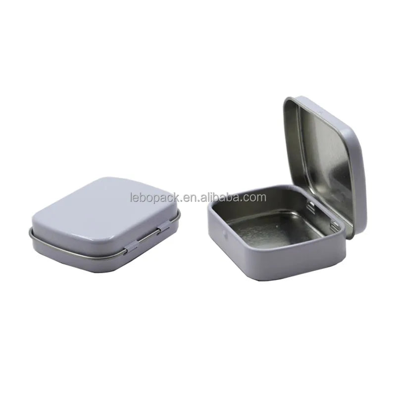 Mini Rectangle Skater Metal Tinplate Box Portable Container Storage Case Solid Hinged Top Drawing Pin Nail Packing