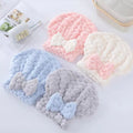 Cloud Coral Velvet Bow Princess Dry Hair Cap Thickened Quick Drying Water Absorbing Shower Cap Cute Dry Hair Cap