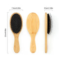 Hot Selling Custom Logo Bamboo Wood Hair Brush Eco-Friendly Oval Paddle with Boar Bristle and Cushion Packaged in Cotton Bag