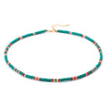 New Trendy Christmas Day Bohemian Charm Jewelry Green Color Women Stretch Green Polymer Clay Disc Bracelets Choker Necklace