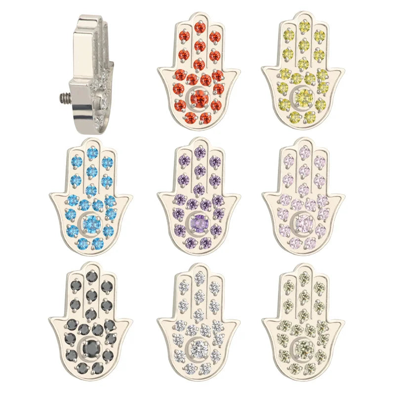 Fashion Ear Stud ASTM F136 Titanium CZ Pave Hand Internally Threaded Top Earring Piercing Body Jewelry