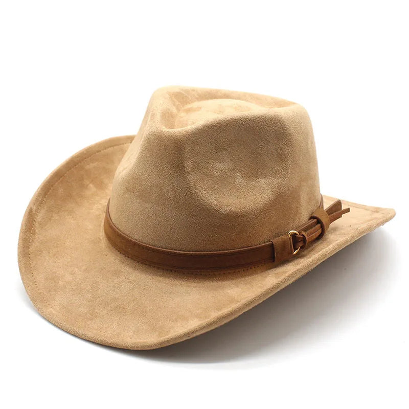 2024 New Design Western Cowboy Hats Wide Brim Fedora Hats Unisex Wholesale Vegan Suede Cowboy Hats for Men