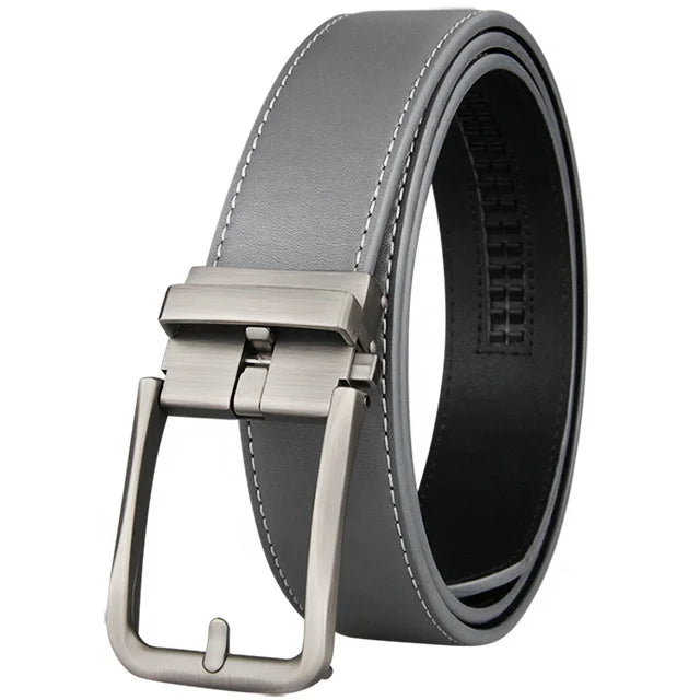 Wholesale Metal Alloy Men's Cowhide Leather Ratchet Belts With No Holes