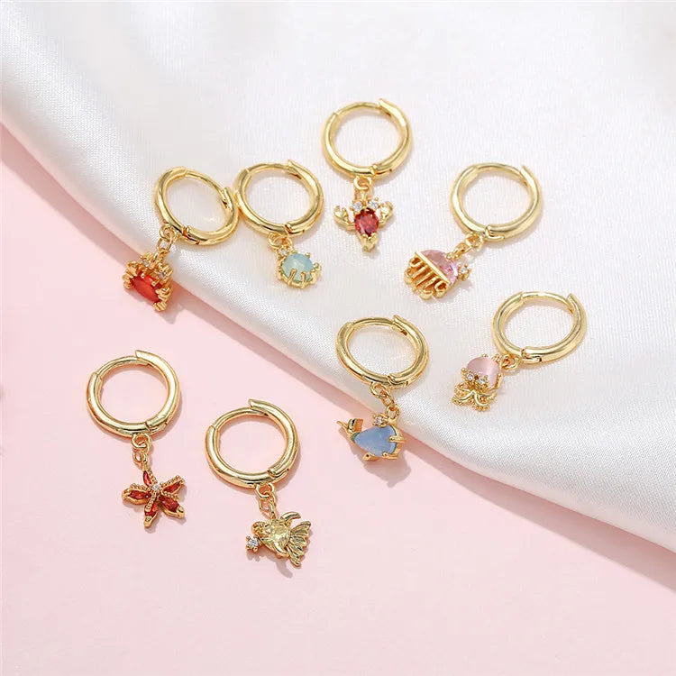 SP Trendy Hawaiian Cute Ocean Animal Dangle Earrings Zircon Stone Good Quality Jewelry Earrings 2021