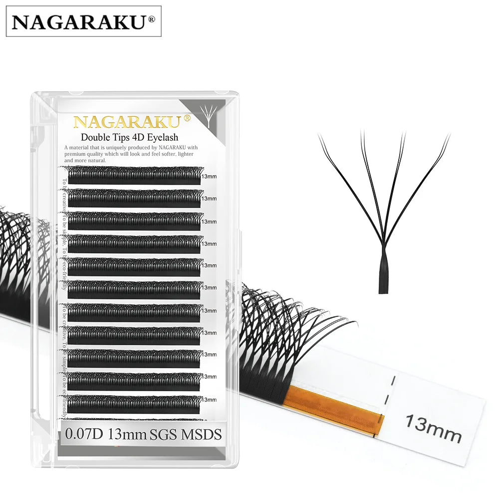 NAGARAKU Double Tips 4D  Shape Hand Waved Pre Made Fans Eyelash Extensions Full 4D Lashes