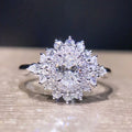 Huitan Sweet Refine Bling Bling Zircon Rings Lady Girls Gifts Lovely Silver Dainty Luxury Flower Rings Woman