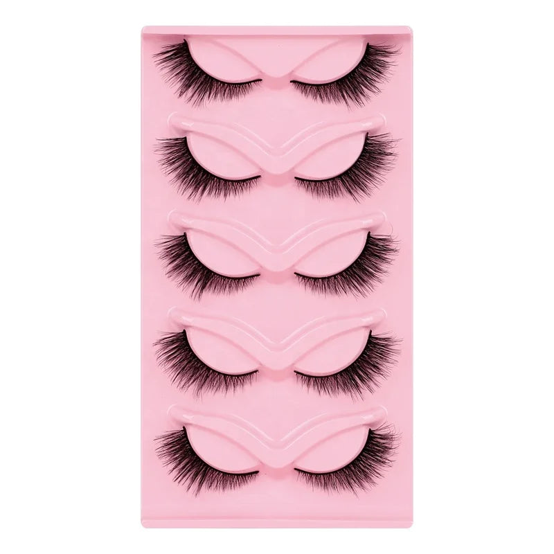 New Style Wholesale 5 Pairs Fox Eye Makeup Lashes Beauty Cosmetic False Mink Lashes Natural Black Soft Wispy Volume EyeLashes