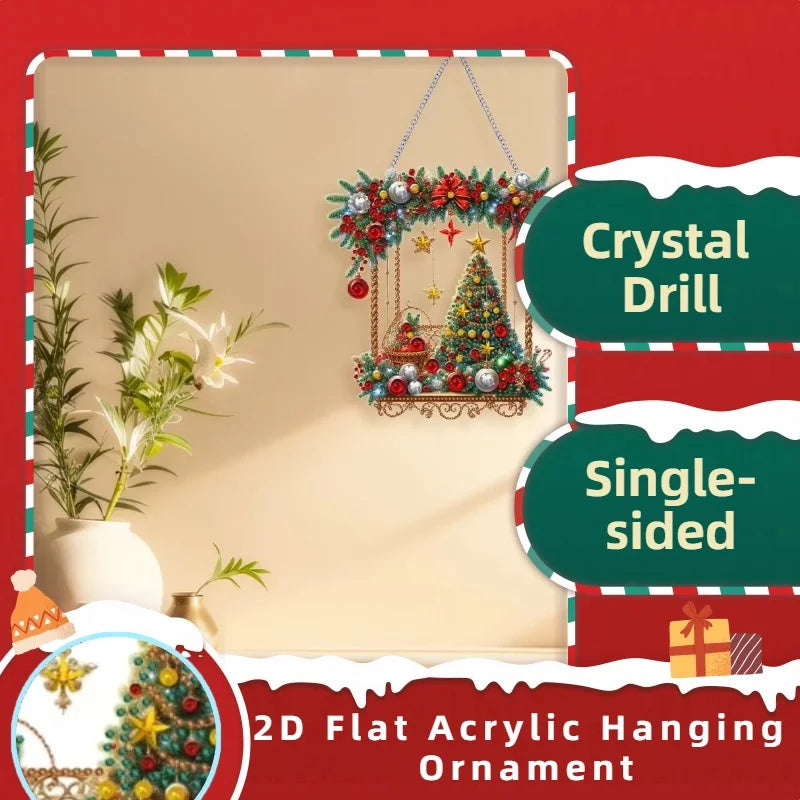 Handmade Christmas Decor Diamond Painting Pendant Christmas Tree Special Shaped Diamond Home Decor Irregular Hanging Ornament