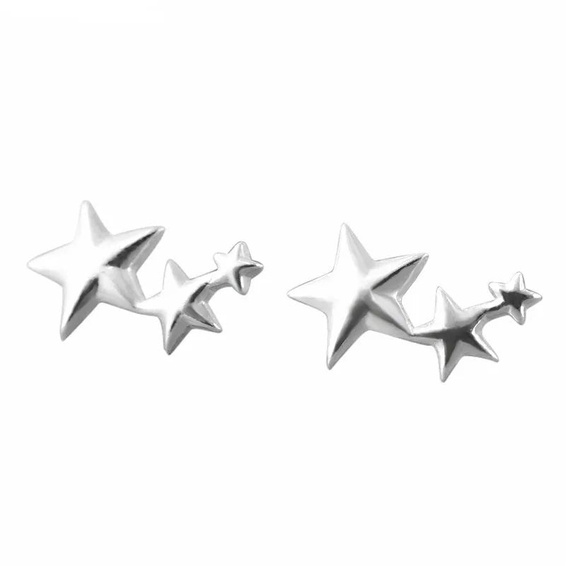 Shapes Star Stud Earrings 925 Sterling Silver Women Wedding Cute Engagement