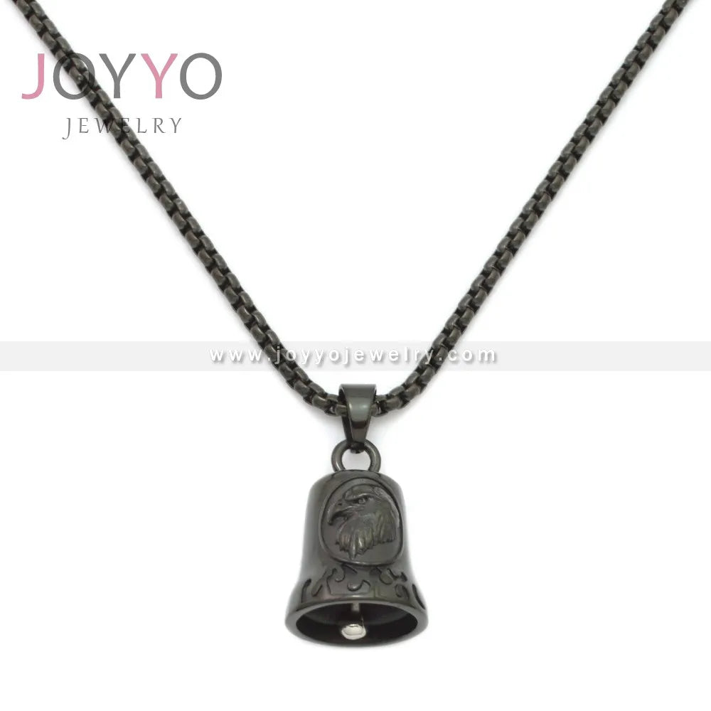Best Selling Retro High-Sense Viking Biker Bell Jewelry Black Plating Non-fading Stainless Steel Pendant Necklace