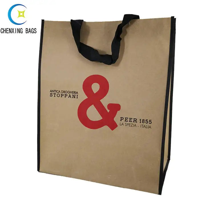 Eco Friendly Outdoor Thick Handle Brown Custom Kraft Paper Bag With Customize Logo