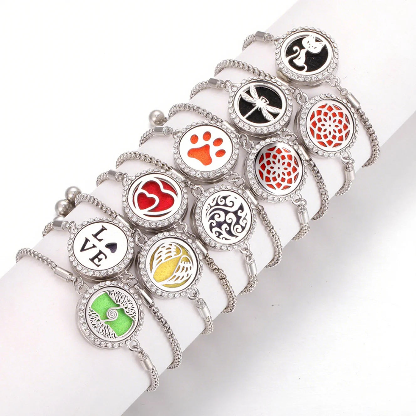 Y295 Wholesale Pulseras Hombre Mujer Stainless Steel Hollow Essential Oil Diffuser Magnetic Aromatherapy Bracelets