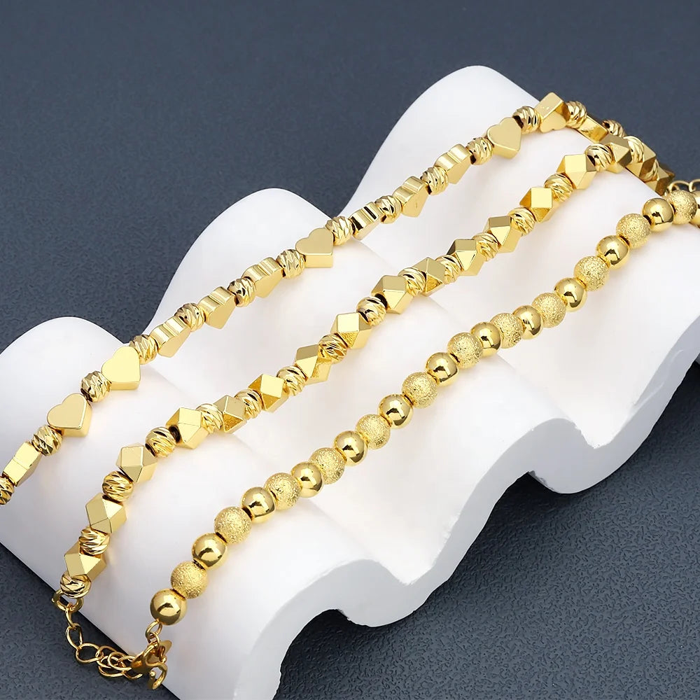 Jxx Creative Design 24K Gold Plated Beaded Bracelets Cheap Price Wholesale Fashion Jewelry Chic Charm Bracelets