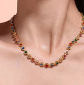 Ilona Vintage Rainbow CZ Choker Necklace 18k Gold PVD Plated Stainless Steel Waterproof Round Multi Color Zircon Women Jewelry MegaBDM