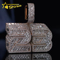 2Inch Width Fancy Cut 3D Design Mosaic Setting Lab Grown Diamond Custom Name Pendant 10K Rose Gold VVS1