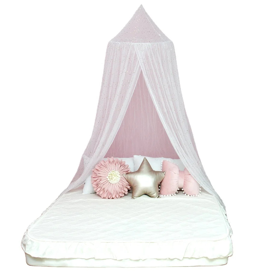 Children's Bed Canopy with Stars Princess Mosquito Net Folded Untreated 100% Polyester for Kids Outdoor Camping & Travel Use
