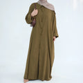 2025 ODM Women's Cotton Linen Abaya Dress Solid Color Modest Style Ramadan Anti-Static Open Collar Soft Comfort Two-Piece Spring