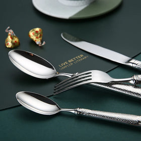 Hollow Handle 4 Piece Stainless Steel Luxury Silverware Wedding Cutlery Set