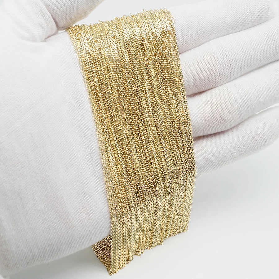 1mm Thick Diamond Cut Chain Cable Chain Real Solid 9K Gold Chain Adjustable Necklace Gold Jewellery