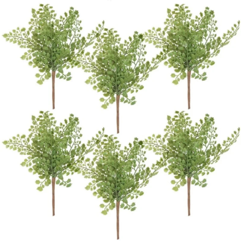 Artificial Soft Plastic Maidenhair Fern Green Stems Shrubs Leaves Plant Greenery Bushes Faux Leaves Decoration Vase Christmas