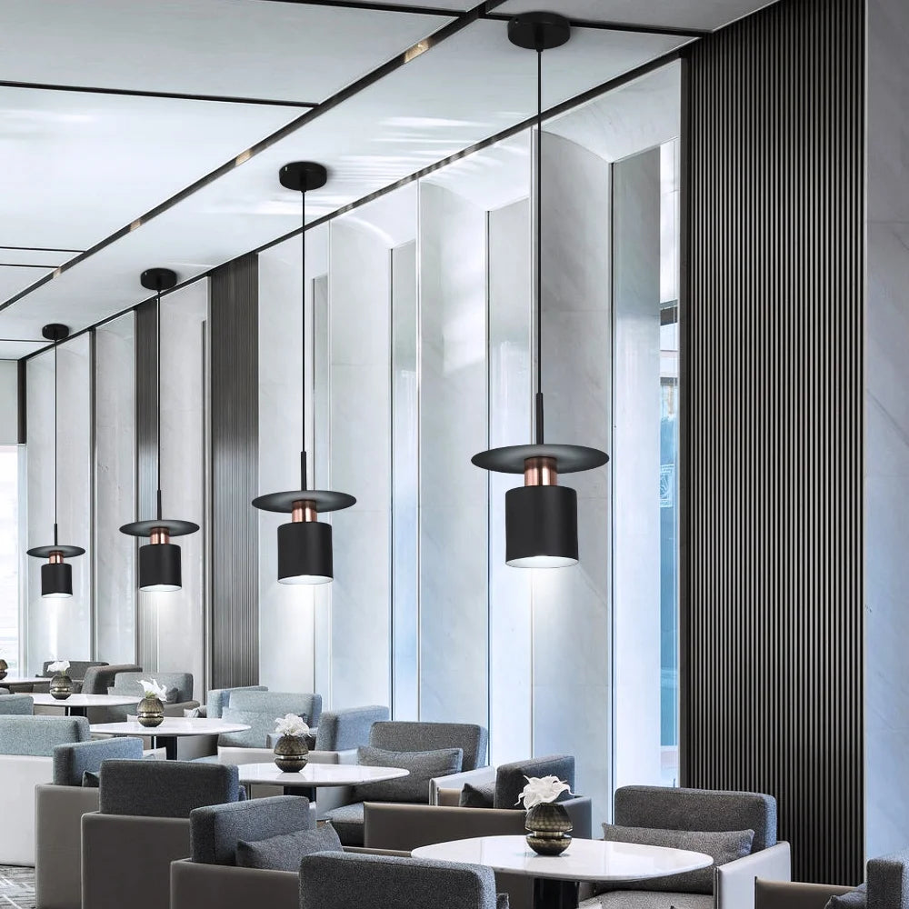 E27 Edison Bulb Iron Black and Gold Pendant Light for Restaurant Hotel Shopping Mall