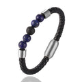 Trendy Stainless Steel Charm Bracelets Men's Gift Leather Accessories Simple 21cm