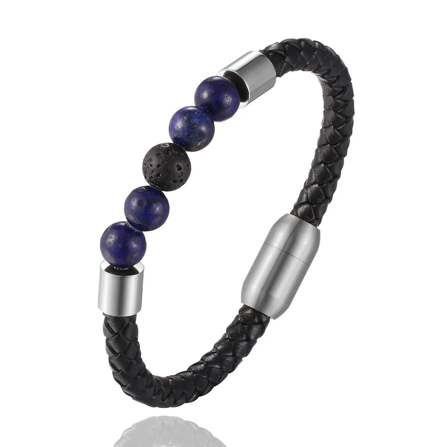 Trendy Stainless Steel Charm Bracelets Men's Gift Leather Accessories Simple 21cm