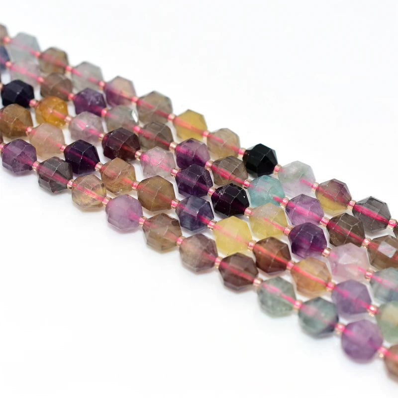 Wholesale 8mm Natural Bucket Shaped Fluorite Loose Gemstone Beads For DIY Jewelry