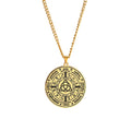 HLSS009 Rune Seal Jewelry Witch Triquetra Pagan Wheel of the Year Tarot Card Stainless Steel Laser Marking Pendant Necklace