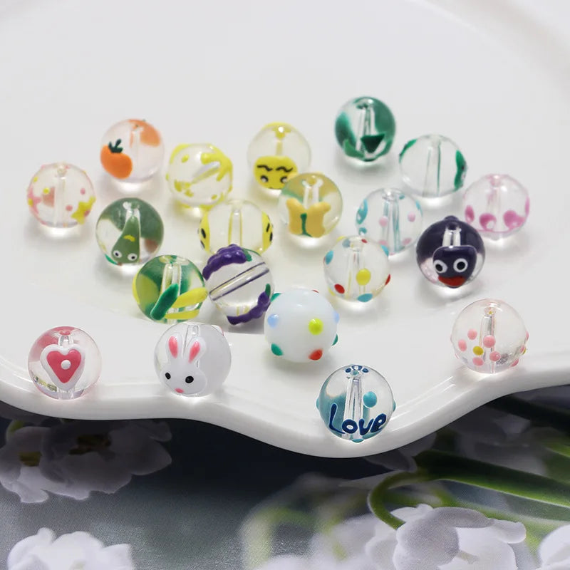 DS Factory Wholesale Colorful Cute Oil Dripping Glass Beads DIY Earrings Bracelet Pendant Accessories Round Beads