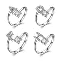 New Alphabet A- Z Adjustable Rhinestone Letter Initial Name Stackable Ring Open Alphabet Rings