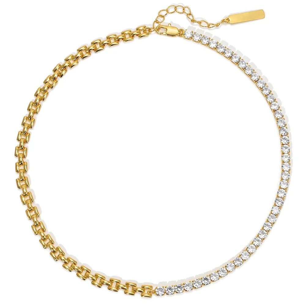 2024 New Hot Sale Single Layer Watch Chain Spliced AAA Zirconia Necklace Jewelry Customized