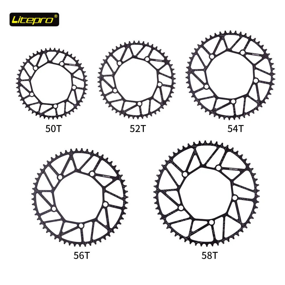 For Litepro 130 BCD Aluminum Alloy BMX Crankset Chainwheel Ultralight 50T-58T Narrow Wide Folding Bicycle with 52T-56T Options