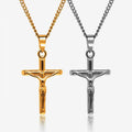 Crafted Men 33mm Jesus Piece Cross Necklace 18k Pvd Gold Stainless Steel Catholic Cross Pendant Necklace Tarnish Free Jewelry