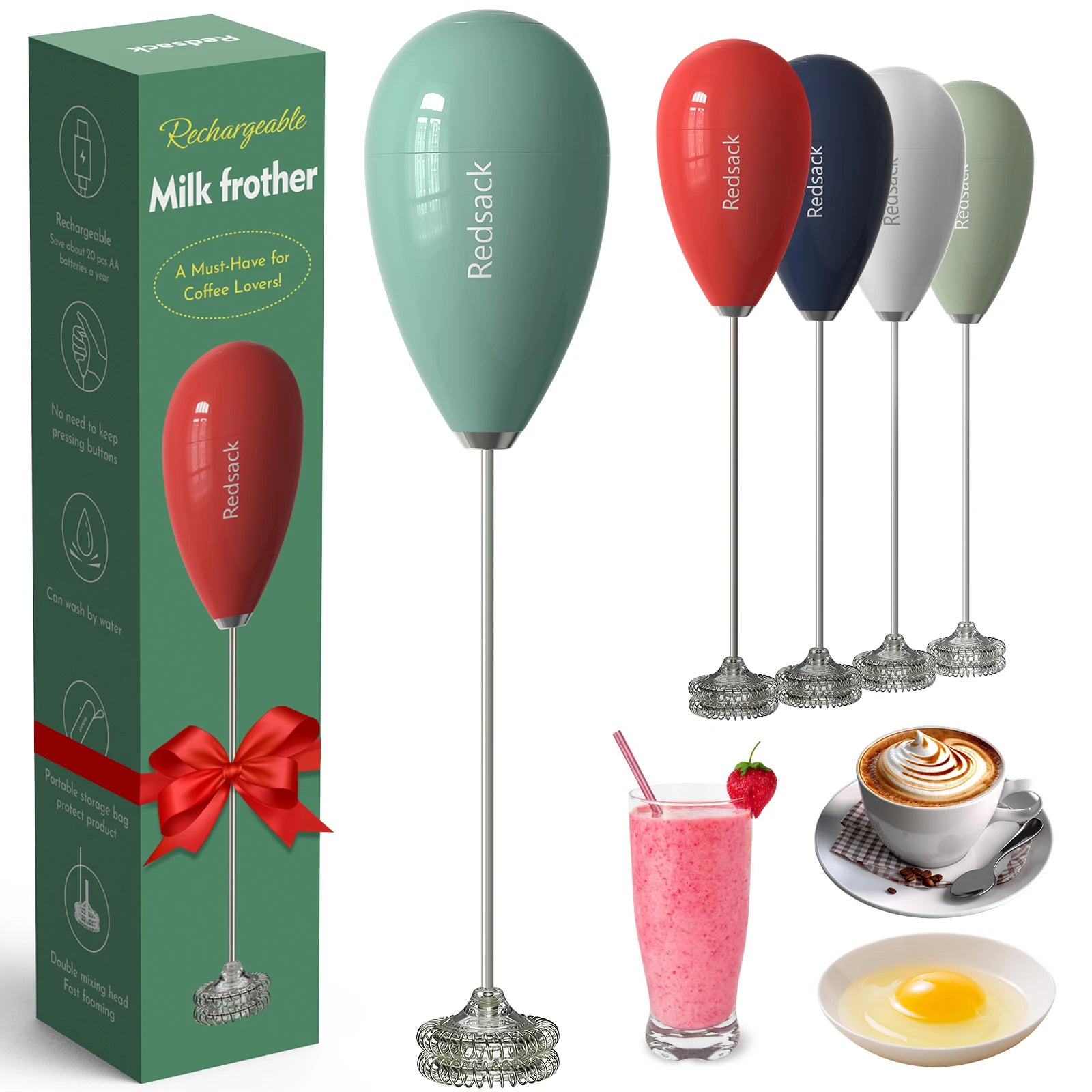2025 New Design Automatic Electric Egg Beater Whisk Rechargeable Cream Whipper Professional Kitchen Tool