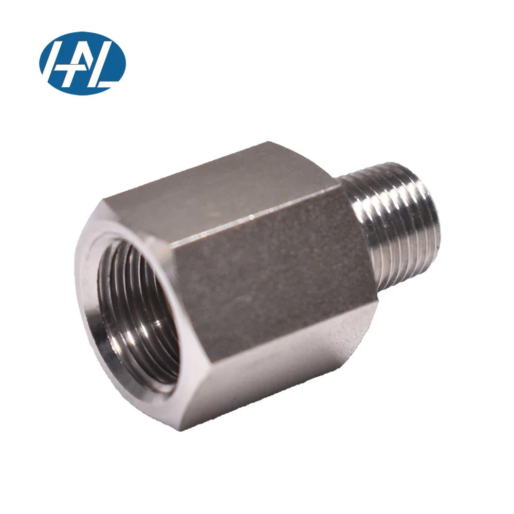 316 Stainless Steel Female to Male High Pressure Reducing Adapter G1/2-G3/8 Pipe Fitting Forged Polished