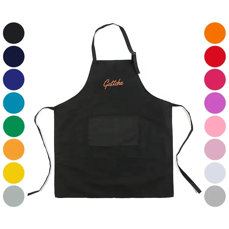 Wholesale Custom Logo Waterproof Restaurants Cotton Polyester Man Woman Black Blank Bib Kitchen Chef Cooking Aprons