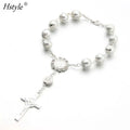 Creations Ivory Color Baptism Favors with Mini Rosaries Gold Plated Glass Beads Christening Favors SD0013