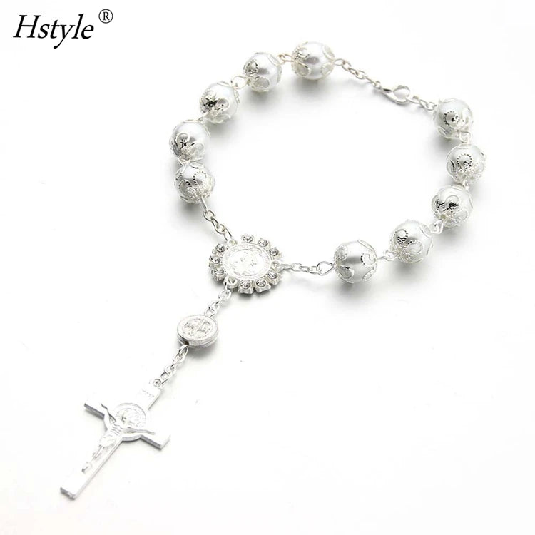 Creations Ivory Color Baptism Favors with Mini Rosaries Gold Plated Glass Beads Christening Favors SD0013