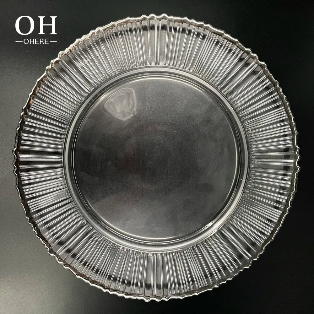 Wholesale Eco-Friendly Luxury Transparent Crystal Dinnerware Set Charger Plate Rectangle-Shaped Glasses Hand-made Retro Design