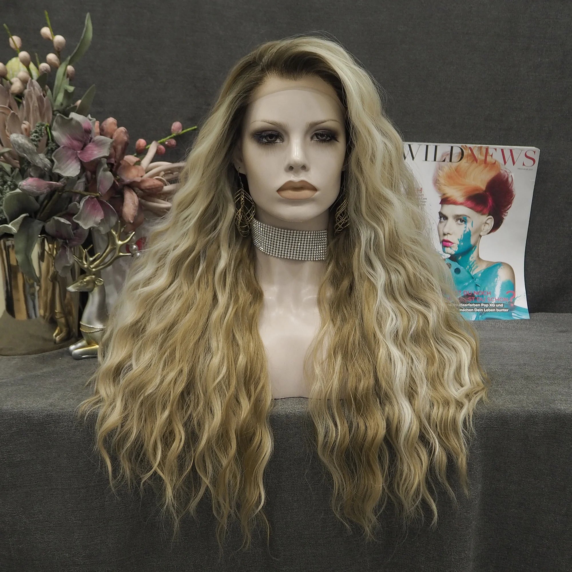 Lace Highlight Blond Futura Heat Resistant Lace Front Synthetic Hair Wigs for Daily Wearing