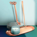 4 in 1 Stainless Steel Long Neck Lighter Rose Gold Candle Tool Kit with Wick Trimmer Tray Clipper & Snuffer Set