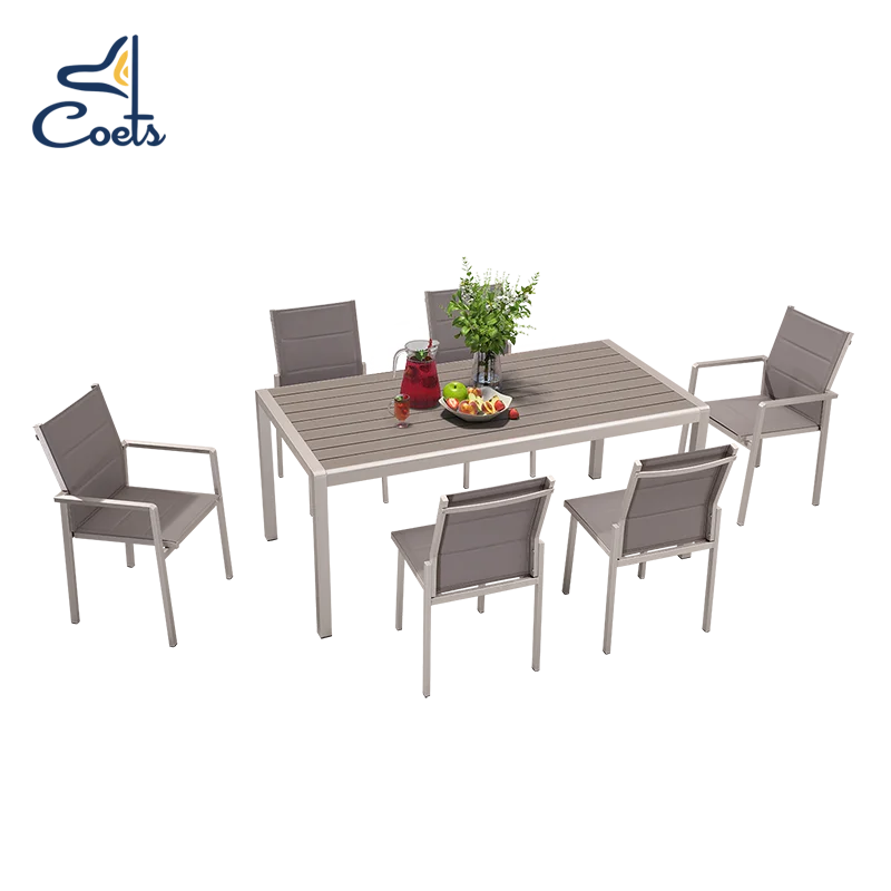 Discount Furniture Pour Restaurant 6 Seats Chaise Outdoor Table and Chairs Garden Dining Set