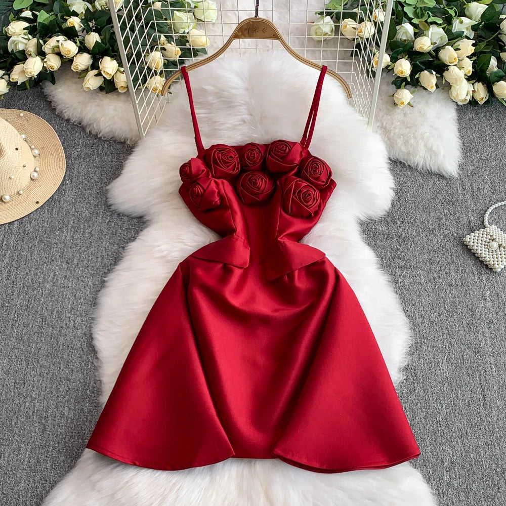 Boutique Wholesale 2025 Spring New Fashionable French Sweet Slimming and Slimming Satin Women's Dress