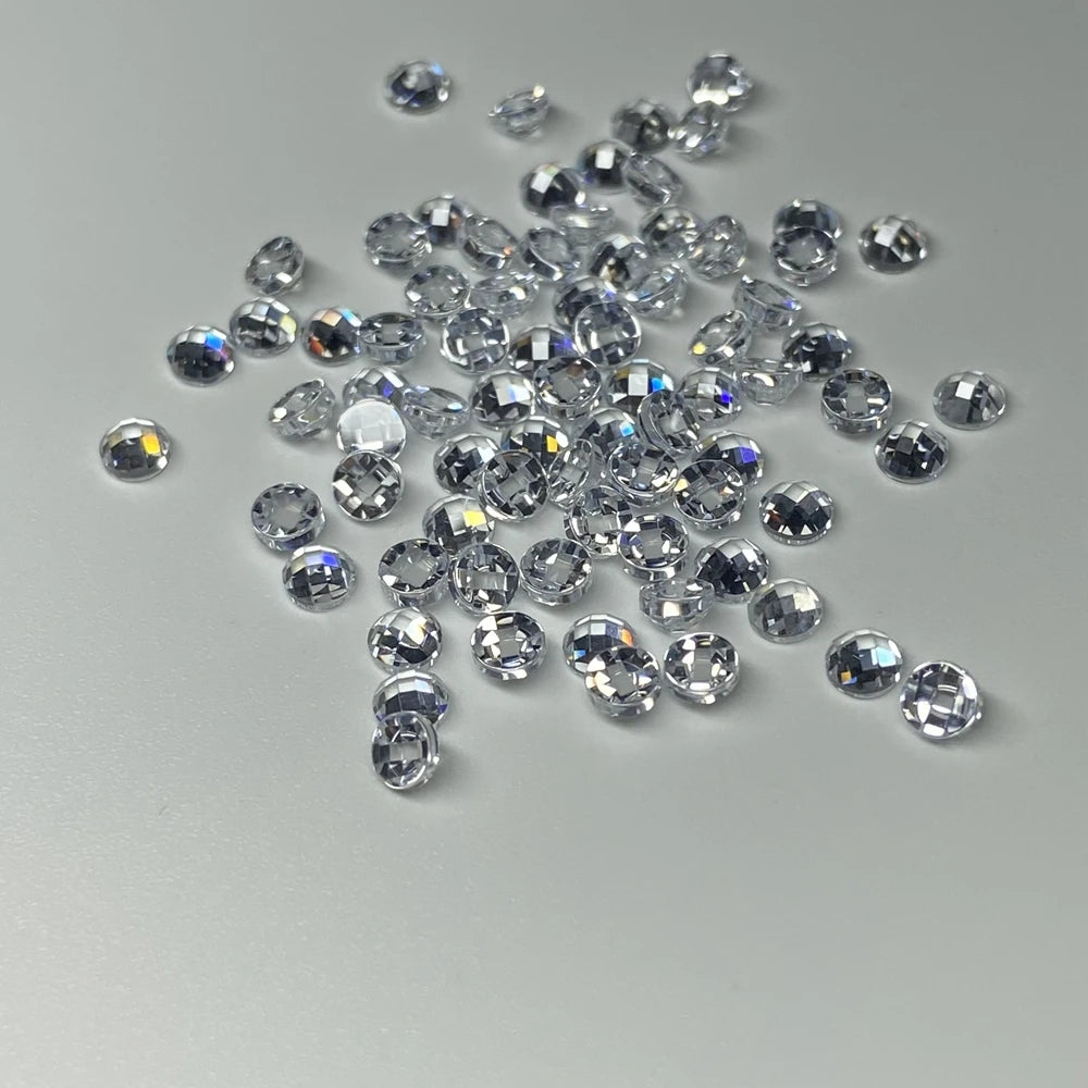 Guangxi Wuzhou Wholesale 2mm 3mm FlatBack Checkerboard Cut CZ White Black Cubic Zirconia Gemstone